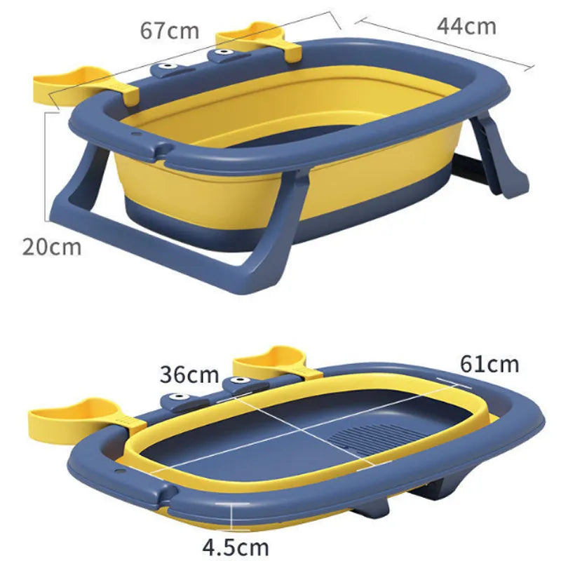 A blue foldable PVC pet bath tub for small dogs and cats.