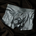 Men's colourblock ice silk seamless underwear in blue, brown, grey, and white colour options.