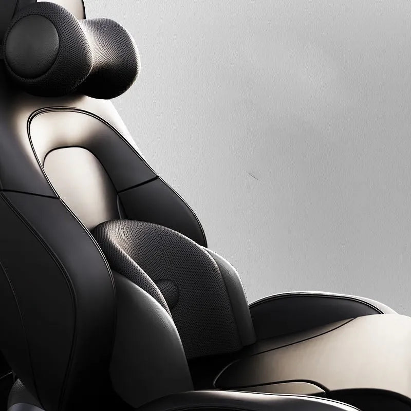 Memory cotton car seat massage cushion with headrest and lumbar support functions