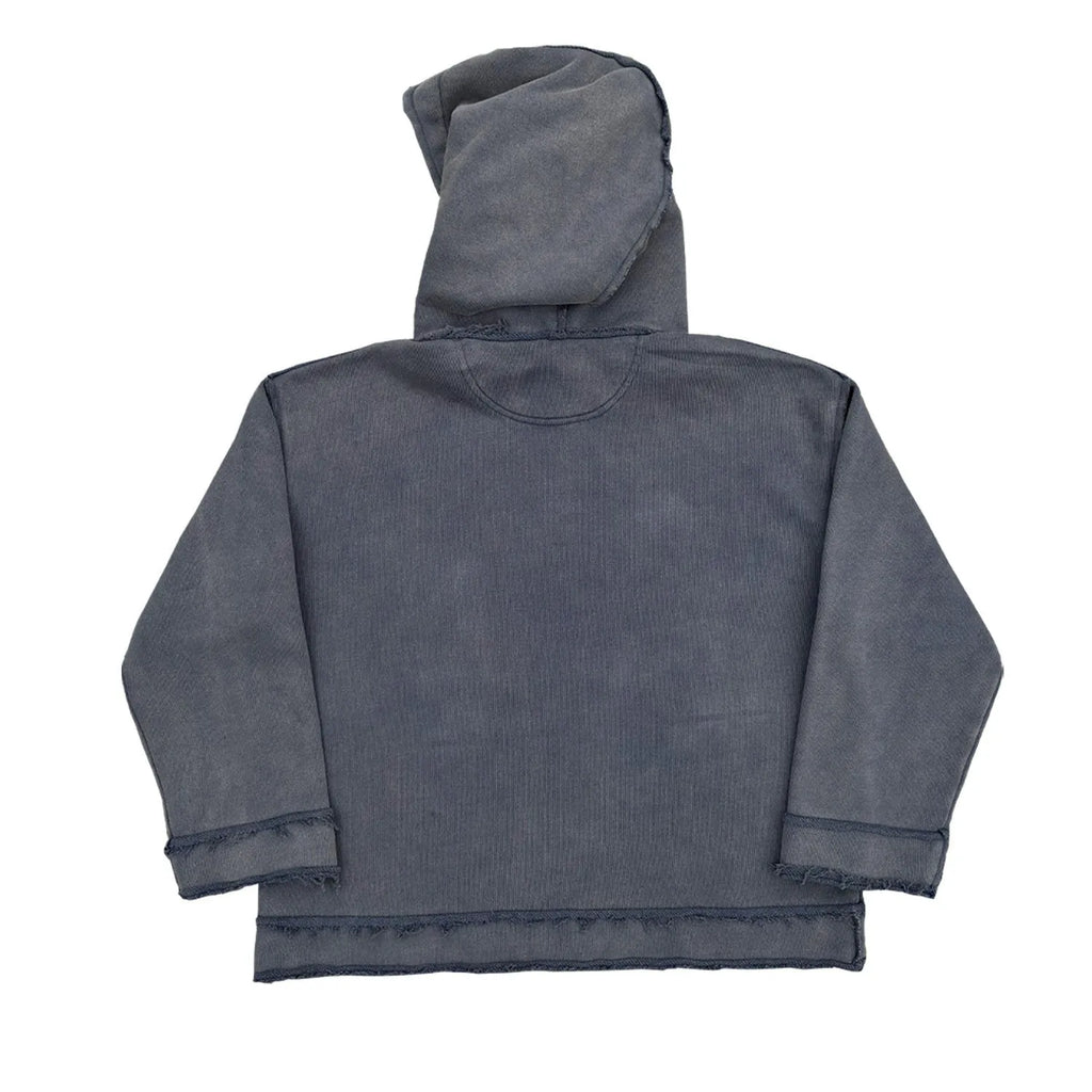 Dark blue hooded sweatshirt with The Sun Also Rises text printed across the back.