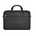 Black Oxford cloth laptop backpack showing multiple compartments and a separate padded laptop section.