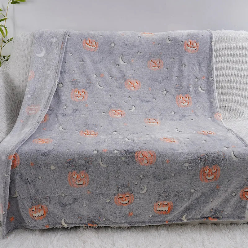 Children's flannel blanket with cartoon design used as air conditioner cover