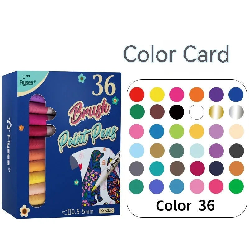 Soft head gouache pen set with pressure-free acrylic ink for hand painting and crafts