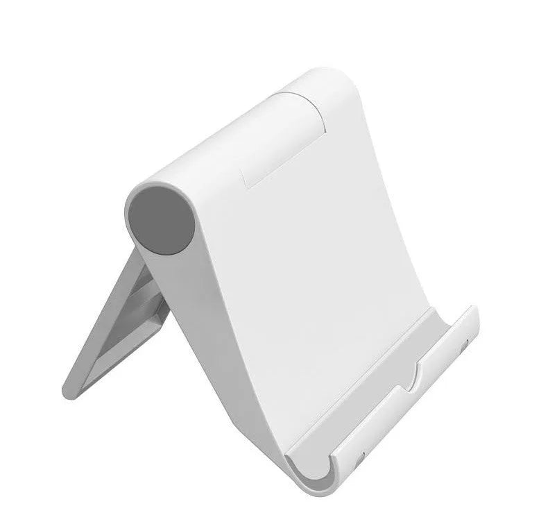 Black PE folding phone and tablet stand shown at an angle on a white background.