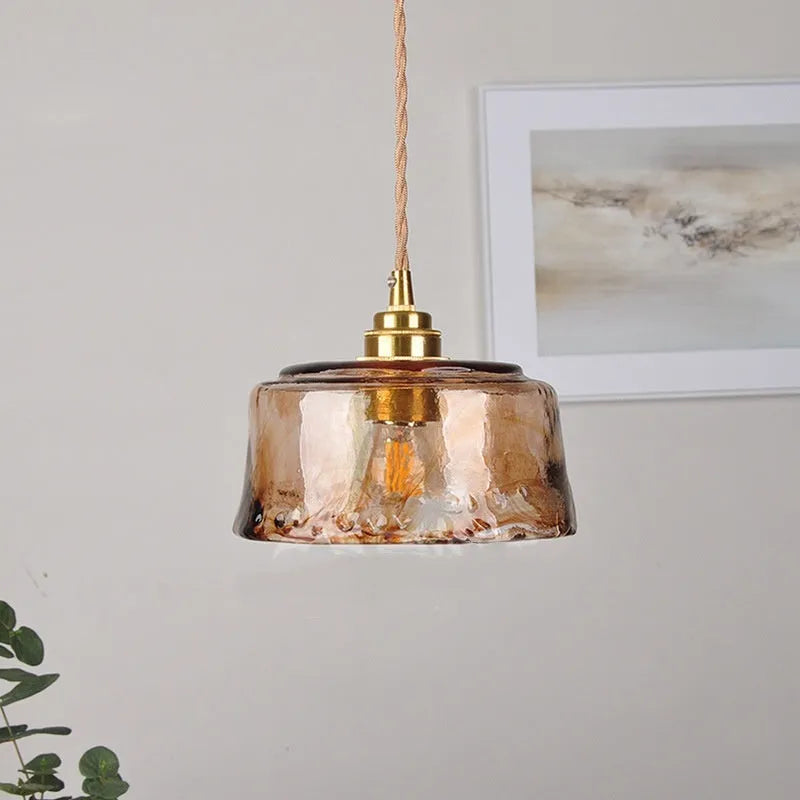 Nordic retro style brass and glass pendant chandelier with large hole design for commercial bars and restaurants