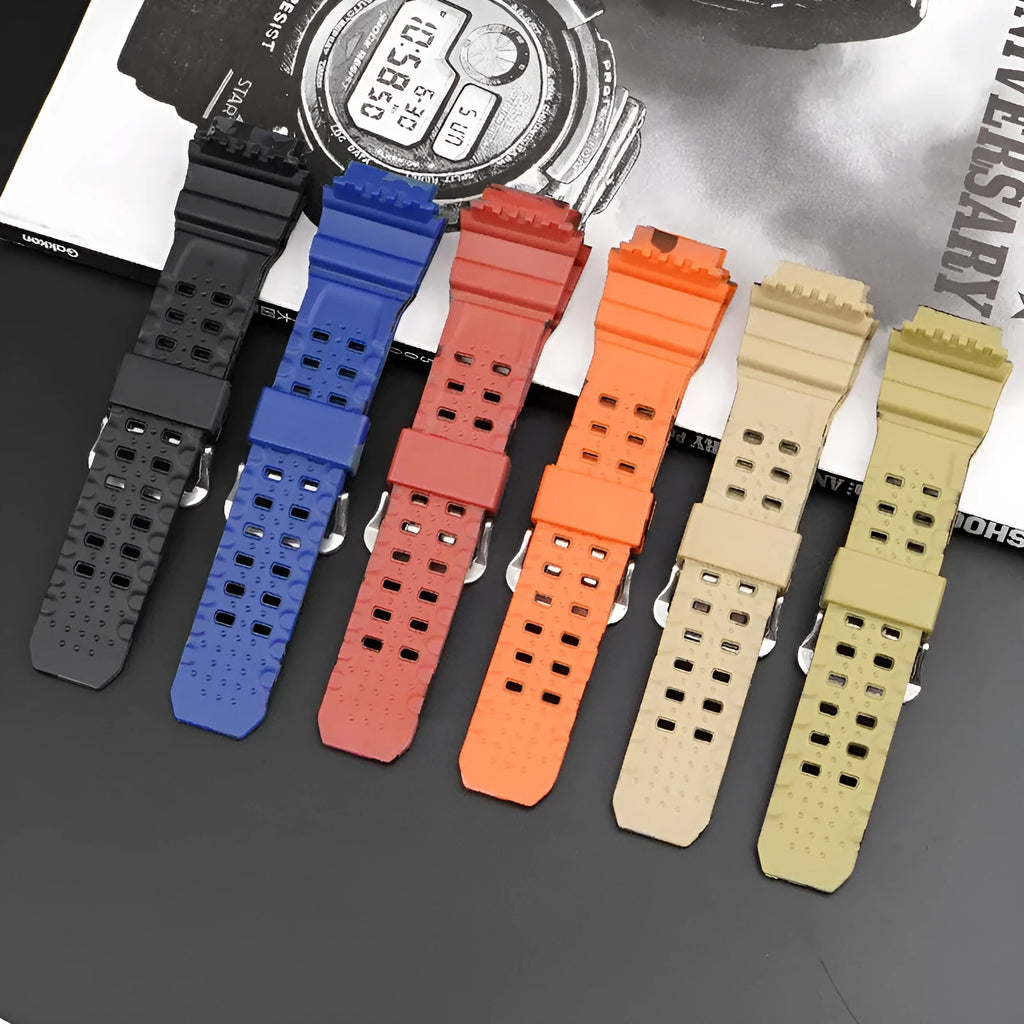 Camouflage TPU watch strap with silver buckle for single hair watch systems