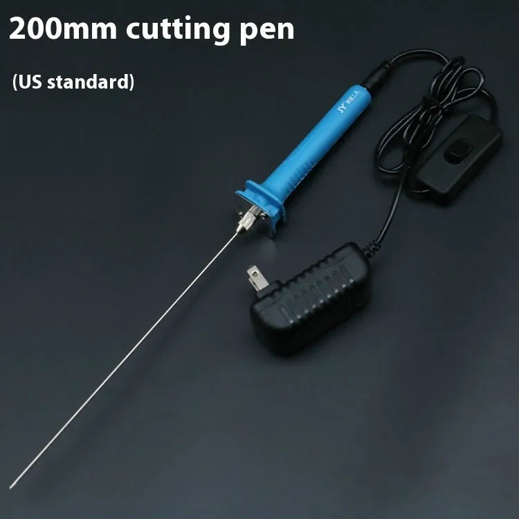 Blue plastic-handled electric heating cutter pen for foam and pearl cotton.