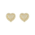 Golden heart-shaped moissanite stud earrings on S925 sterling silver posts
