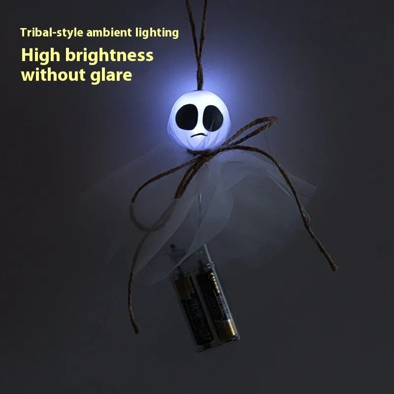 Halloween ghost LED lighting chain with battery box in colourful ghost theme options