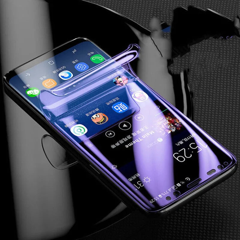 Curved hydrogel screen protector for Samsung smartphones with matte finish