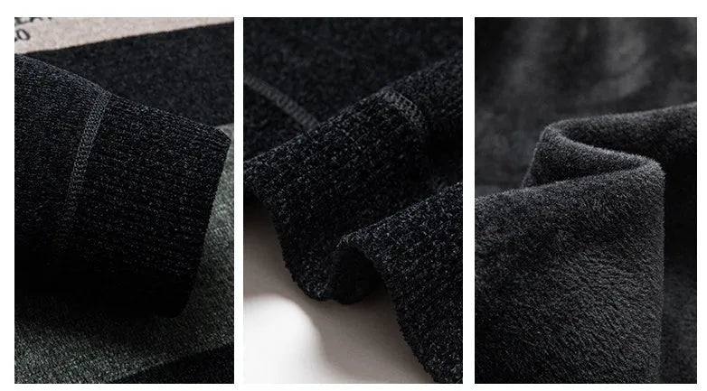 Dusted chenille men's knit sweater pullover in blue with round collar and long sleeves, fleece lined, available in sizes M to 4XL