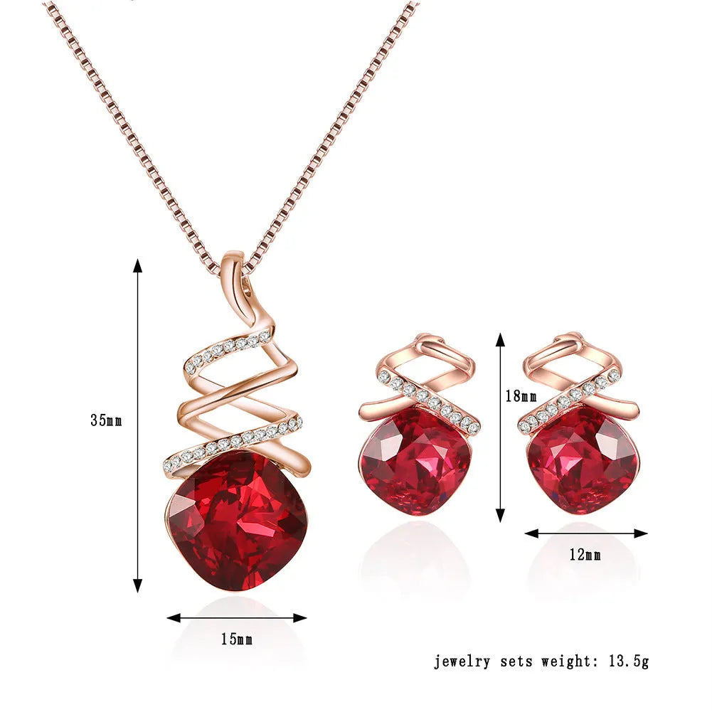 Women's alloy jewellery set with adjustable necklace and matching earrings in water wave chain style