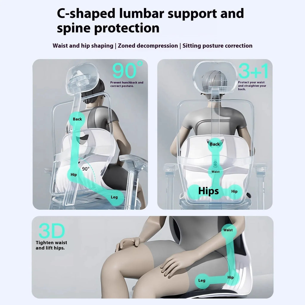 Japanese-style grey lumbar support seat cushion with sponge filling for chair comfort