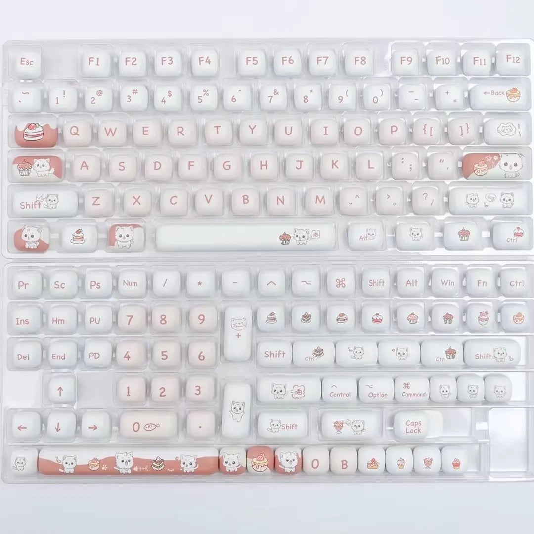 Dessert cat MOG round mechanical keyboard keycaps with colourful cartoon design and sublimation printing