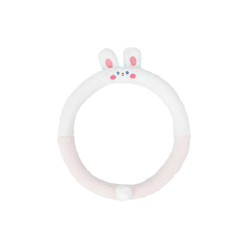 Winter plush steering wheel cover with embroidered cartoon animal design on 38cm steering wheel