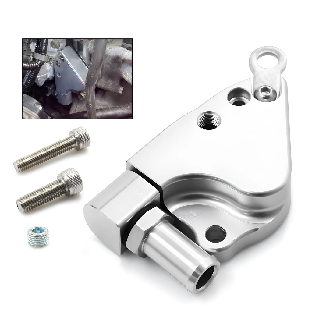 Billet aluminium intake manifold coolant adapter for K20 K24 engines with AN fittings
