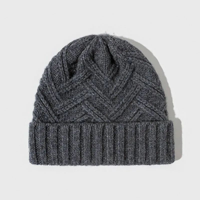 Wool knitted women's hat with dome crown and totem pattern in six colour options