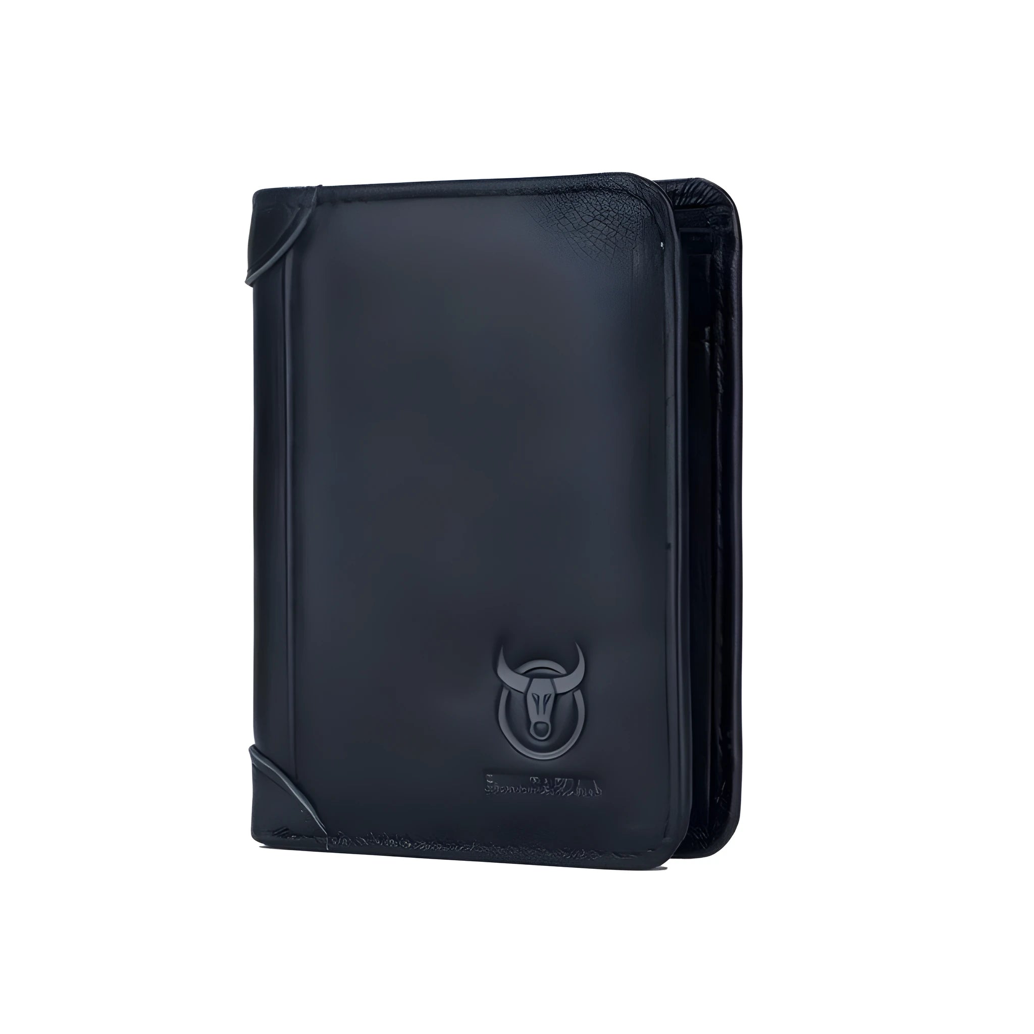 Men's brown leather casual wallet open showing card slots, bill holder and secret compartment.