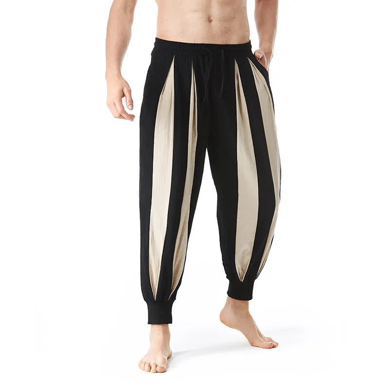Men's straight leg casual trousers in brown, khaki, red or yellow colours with spring styling