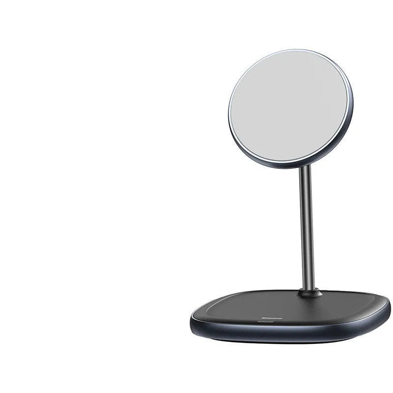 Black magnetic desktop wireless charging stand for Apple iPhone 12 with Type-C cable
