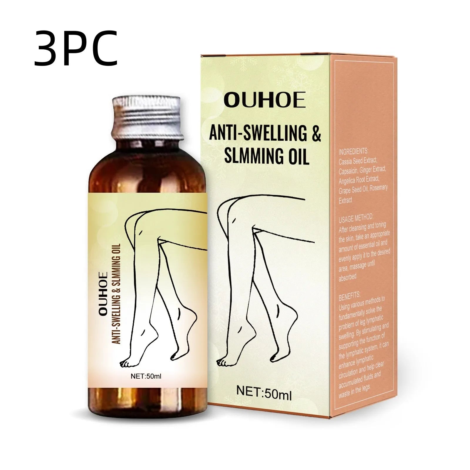 50ml bottle of moisturising body oil with cassia seed and ginger extracts
