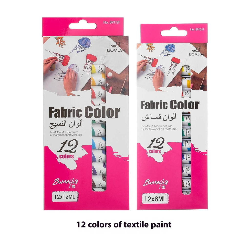 Artists' pigment set with tubes for watercolour, gouache, acrylic and oil painting techniques in twelve colours