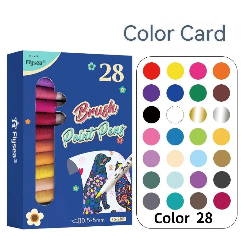 Soft head gouache pen set with pressure-free acrylic ink for hand painting and crafts