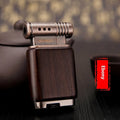 Black wood ebony gas lighter with rosewood sun face decorative panel