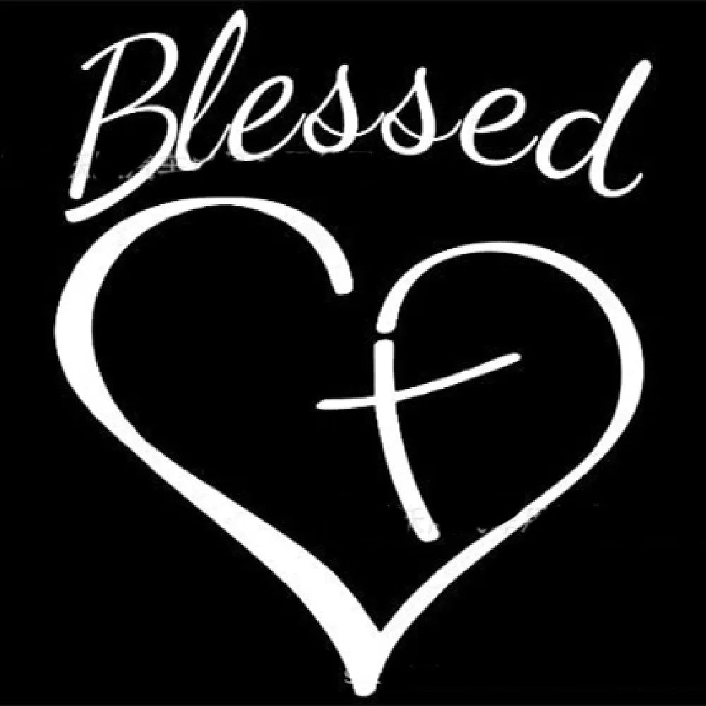 Faith Hope Love heart design sticker in black, white, and red colour options, 14x11.5 cm