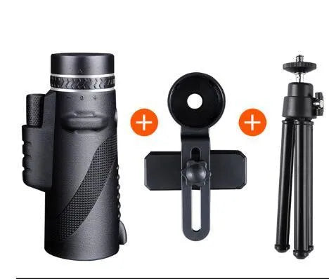 Black HD 40x60 mobile phone monocular telescope with 40x magnification and waterproof design
