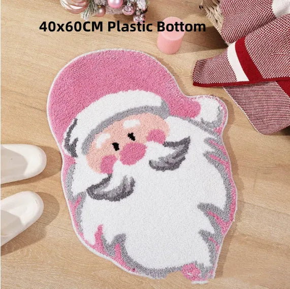 Christmas hallway mat with geometric festive patterns and non-slip backing in multiple size options
