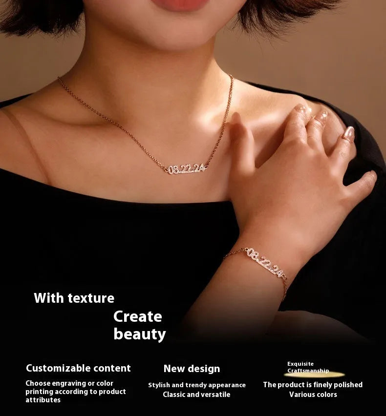 Stainless steel digital bracelet with diamond-set numbers on display, shown in a gold tone finish.