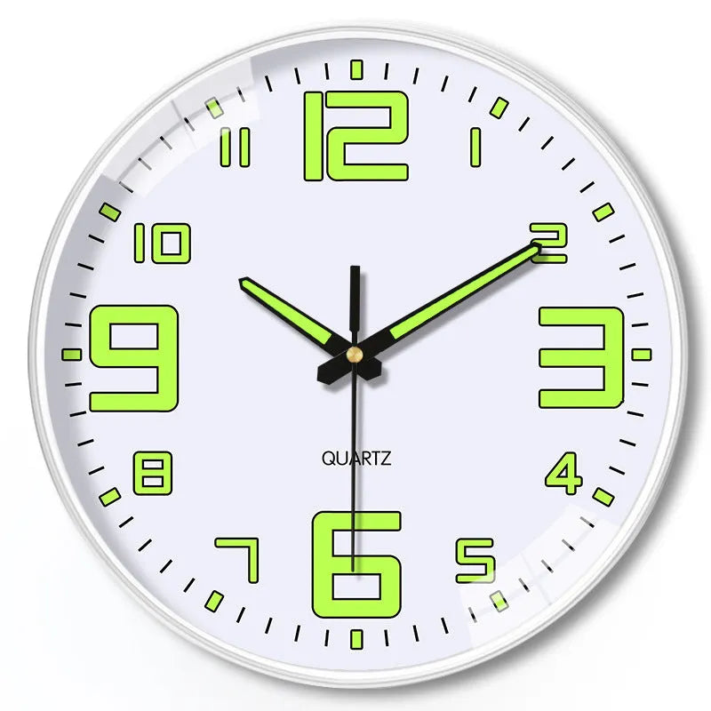8 inch luminous wall clock with modern plastic shell showing numerals and hands