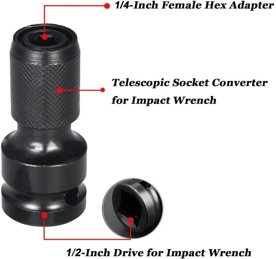 Hexagonal handle telescopic bit holder made from No. 45 steel with extendable sleeve
