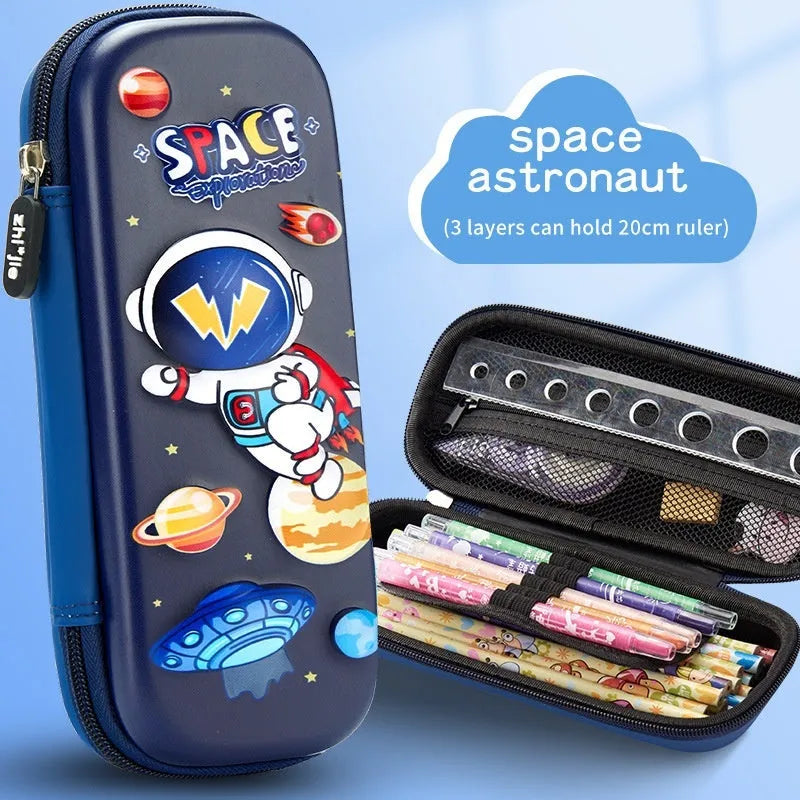 3D leather pencil case with sculpted spaceship design in multiple colour options