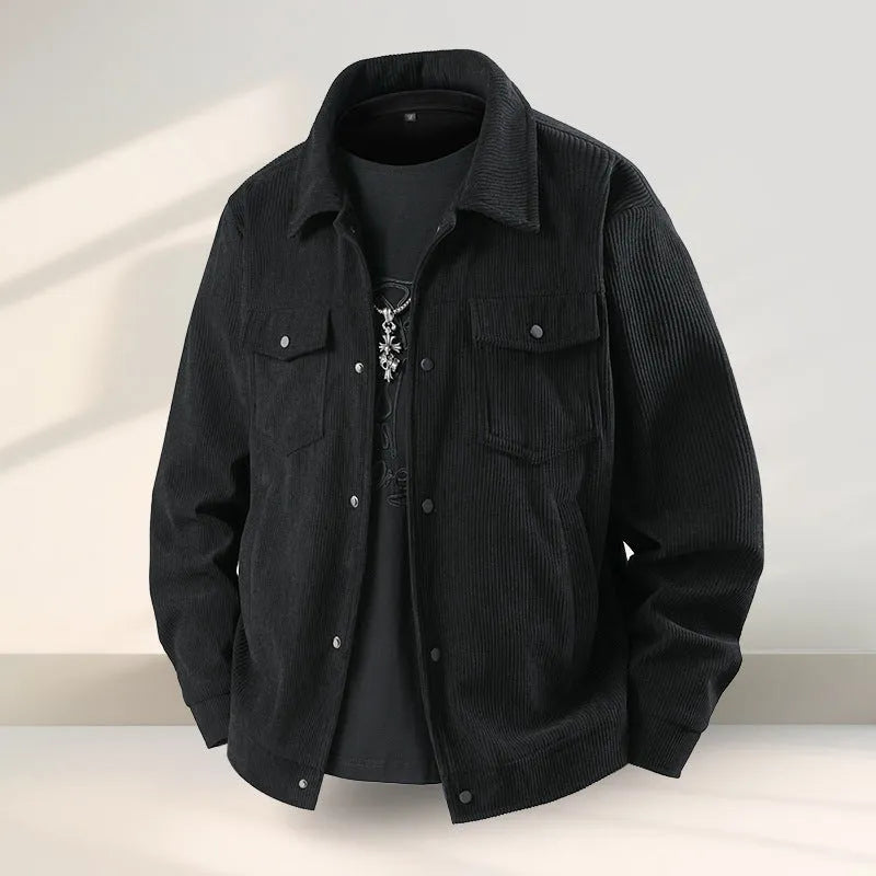 Slim-fit casual coat in Lycra fabric with polyvinyl alcohol lining, shown in black colour