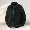 Slim-fit casual coat in Lycra fabric with polyvinyl alcohol lining, shown in black colour