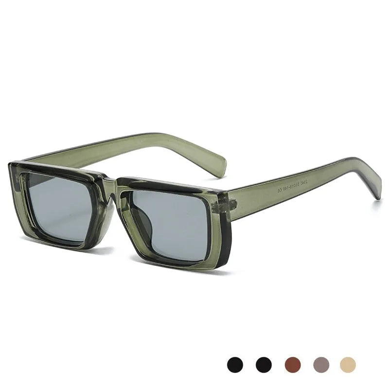 Y2K style sunglasses with UV400 lenses in a full PC frame, shown in multiple colour options.