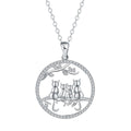 Copper necklace with four kitten pendant and cross chain style