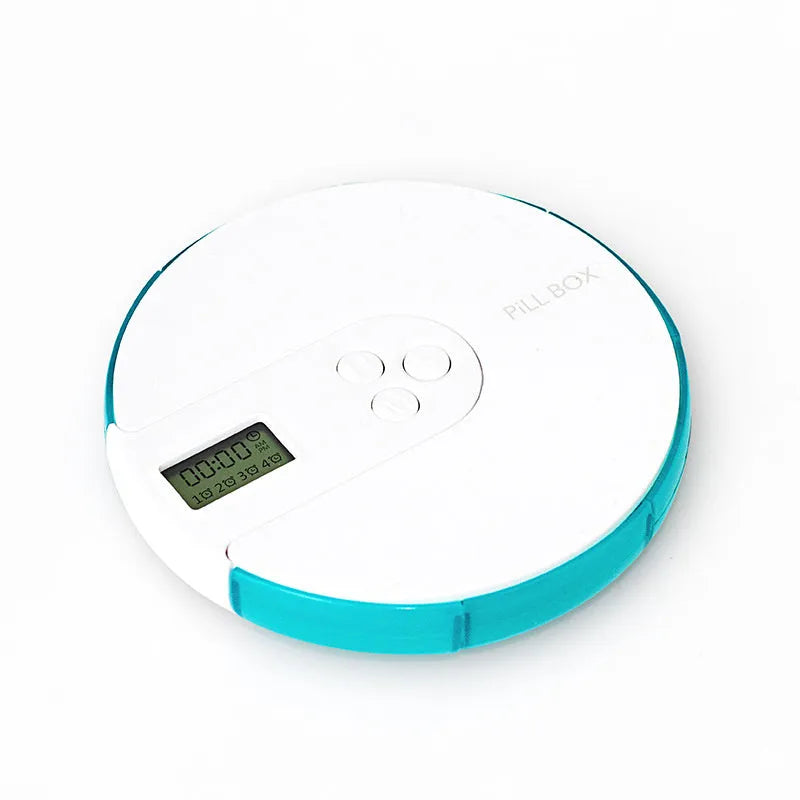 7-compartment alarm clock pill dispenser with medication reminders in multiple colour options