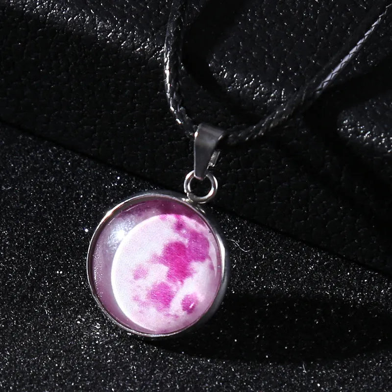 Christmas constellation glass pendant necklace with luminous alloy chain in one of ten colour options
