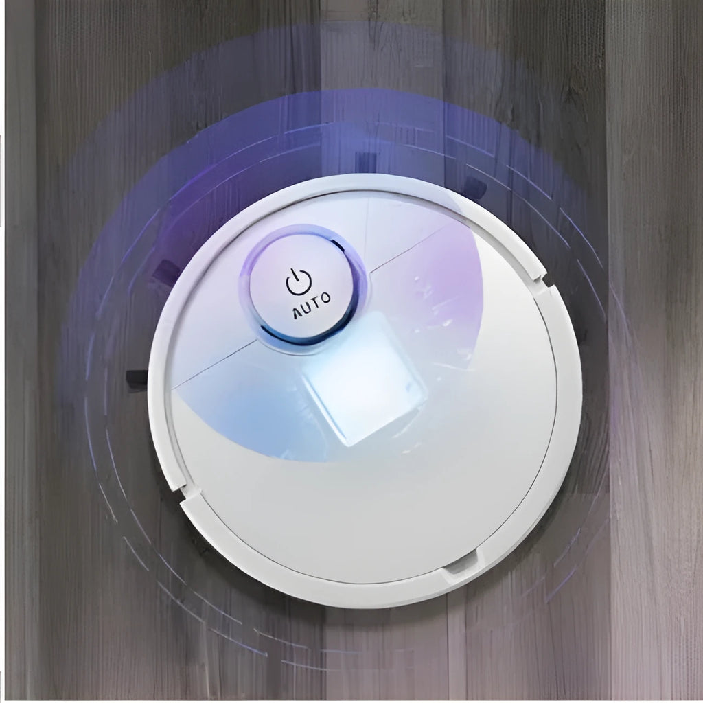 Automatic sweeping robot with 3000mAh battery collecting pet hair on hard floor
