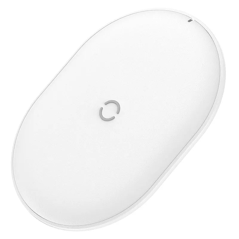 Baseus black wireless charging pad with phone positioned on charging surface