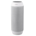 Small black or white Bluetooth speaker with colourful LED lights displaying red green blue white effects