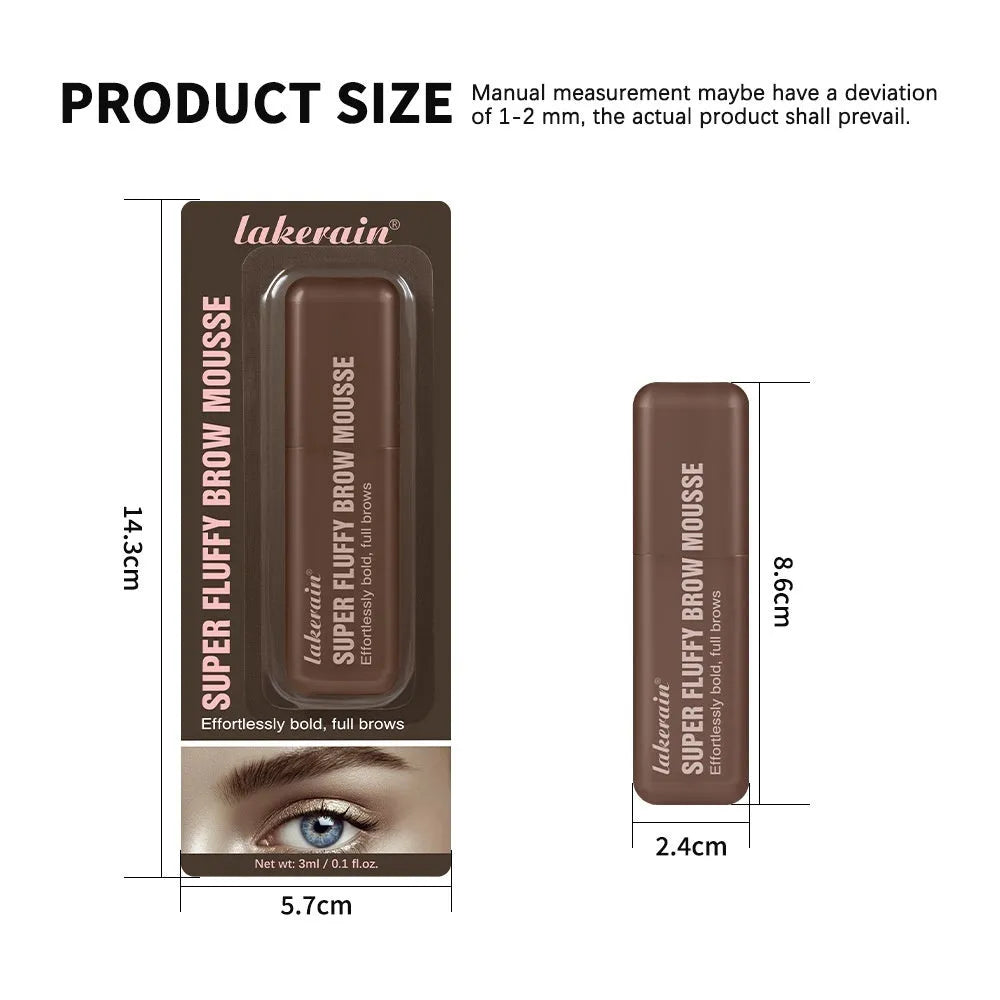 Eyebrow cream and powder in tube for creating three-dimensional, long-lasting brow shape in brown and black shades.