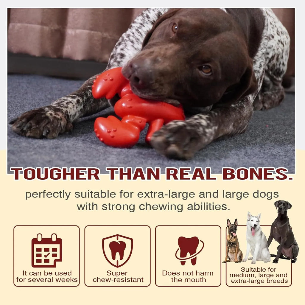 Red nylon chew toy for large dogs measuring 170mm with textured surface for dental cleaning