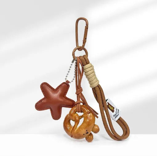 Handmade soda bread handbag charm in creative cartoon style with baking varnish finish