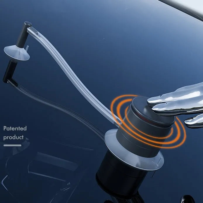 Plastic car windshield crack repair tool with UV light and 0.5 mm injector nozzle.