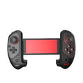 Red telescopic Bluetooth gamepad controller extended with smartphone showing Android and iOS compatibility