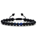 Matte black agate couple bracelets with geometric design in European American style